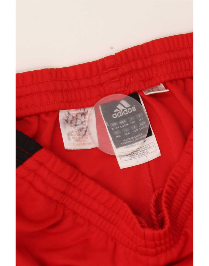 Adidas Boys Tracksuit Trousers 13-14 Years Red Colourblock Polyester