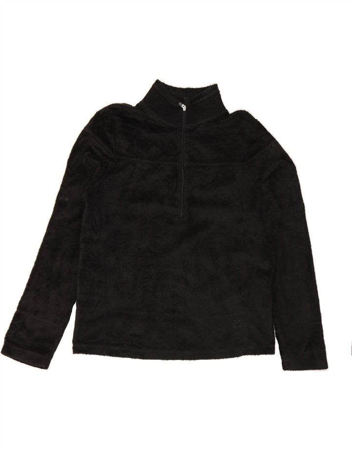 IZOD Womens Zip Neck Fleece Jumper UK 14 Medium Black Polyester Vintage Izod and Second-Hand Izod from Messina Hembry 