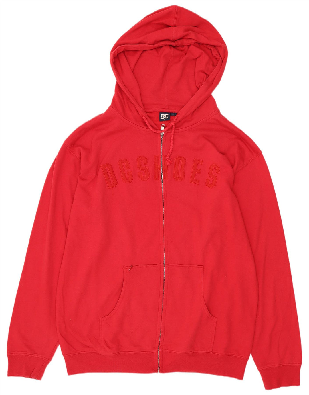 DC Mens Graphic Zip Hoodie Sweater Medium Red Cotton