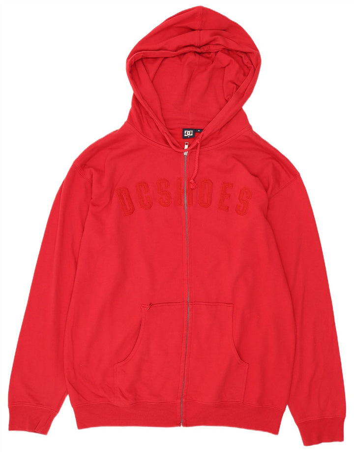 DC Mens Graphic Zip Hoodie Sweater Medium Red Cotton