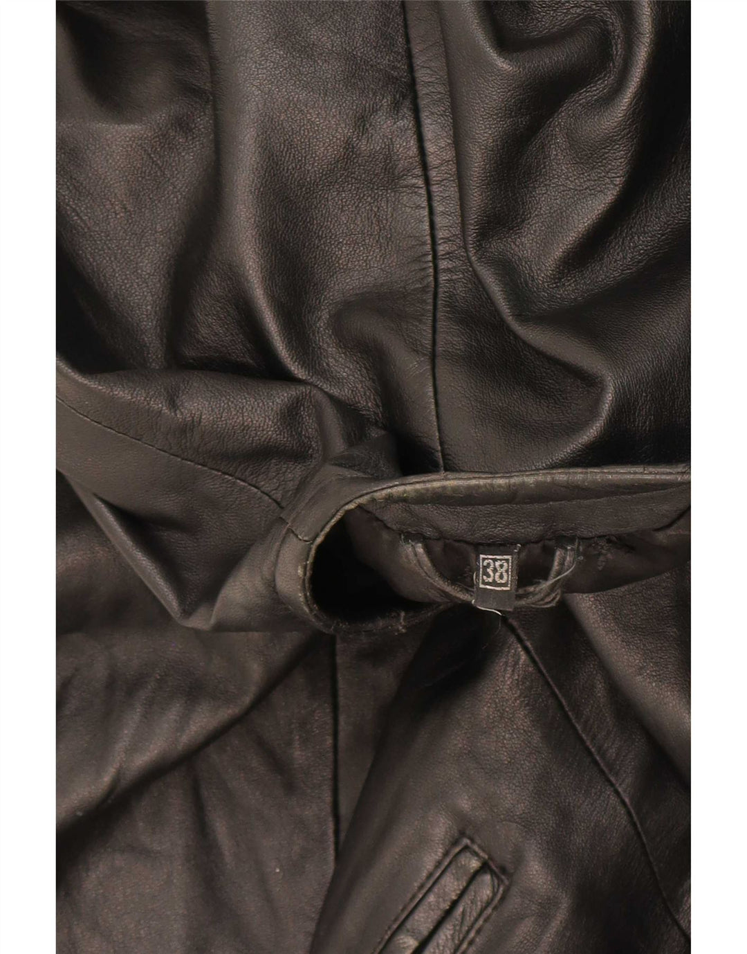 Vintage Womens Oversized Leather Coat EU 38 Medium Black