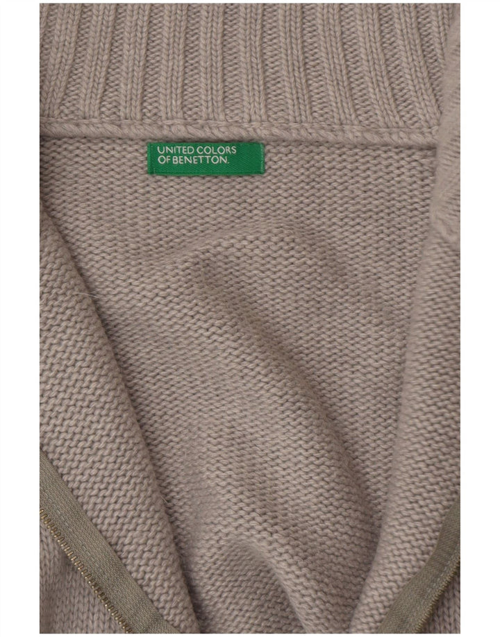 BENETTON Womens Cardigan Sweater UK 14 Medium Grey