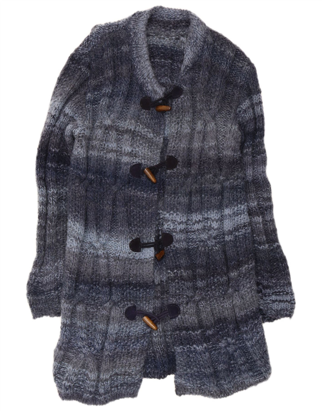 Vintage Womens Longline Cardigan Sweater UK 12 Medium Blue Striped