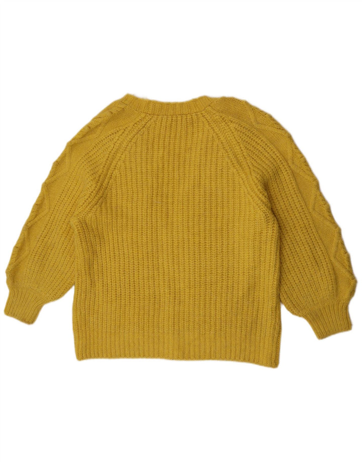 Marks & Spencer Womens Open Cardigan Sweater UK 16 Large Yellow Acrylic