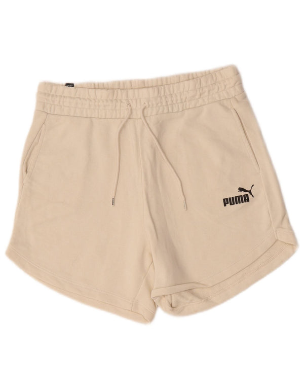 Puma Womens Sport Shorts UK 14 Medium Beige Cotton