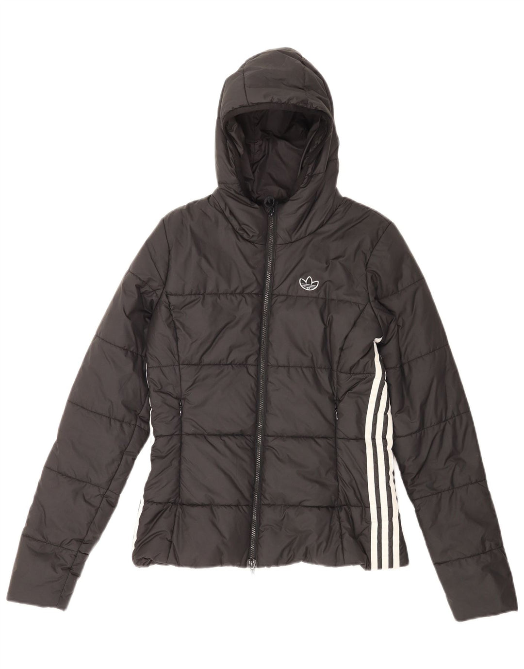 Adidas Womens Hooded Padded Jacket UK 8 Small Black Polyester
