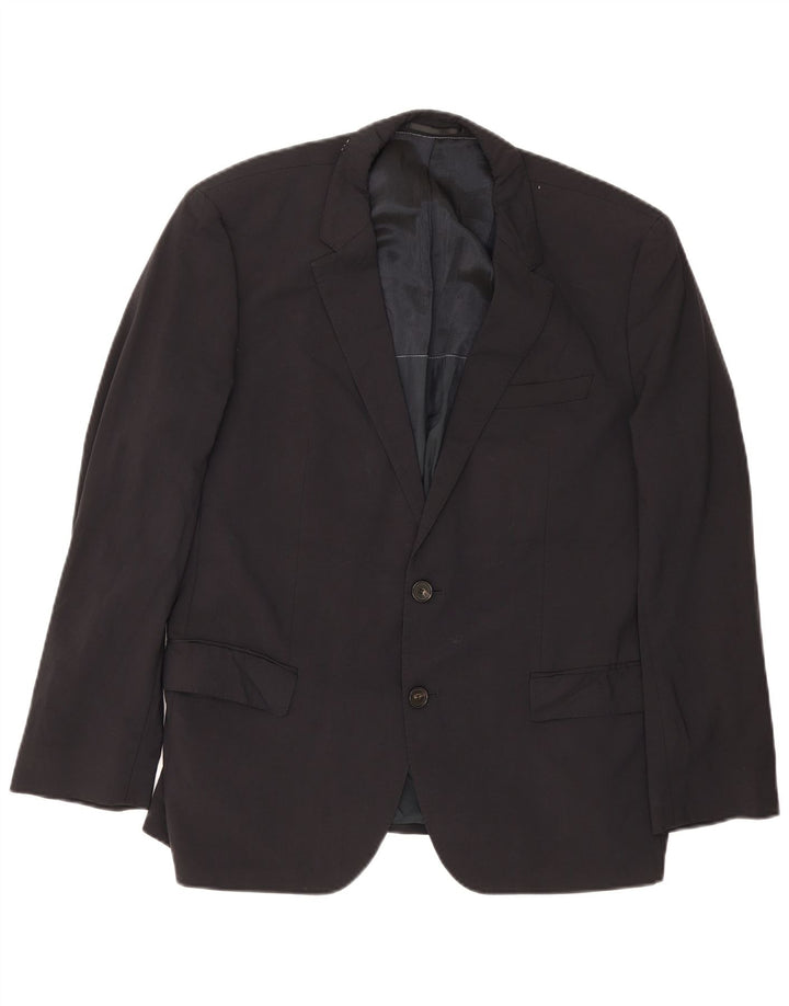 Hugo Boss Mens 2 Button Blazer Jacket EU 54 2XL Navy Blue Virgin Wool