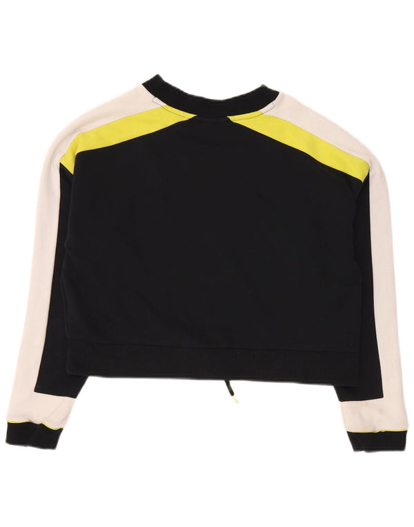 Puma Womens Oversized Graphic Sweatshirt Jumper UK 6 XS Black Colourblock