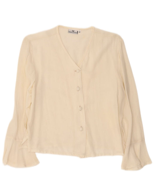 Mirella Mori Womens Relaxed Fit Shirt Blouse UK 10 Small Off White Viscose