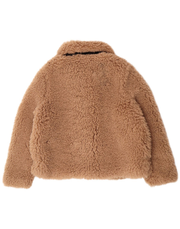 Zara Womens Teddy Bear Oversized Faux Fur Jacket UK 16 Large Beige
