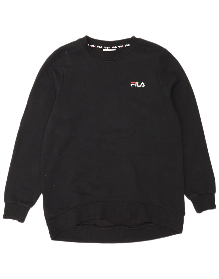 Fila Womens Sweatshirt Jumper UK 10 Small Black Cotton