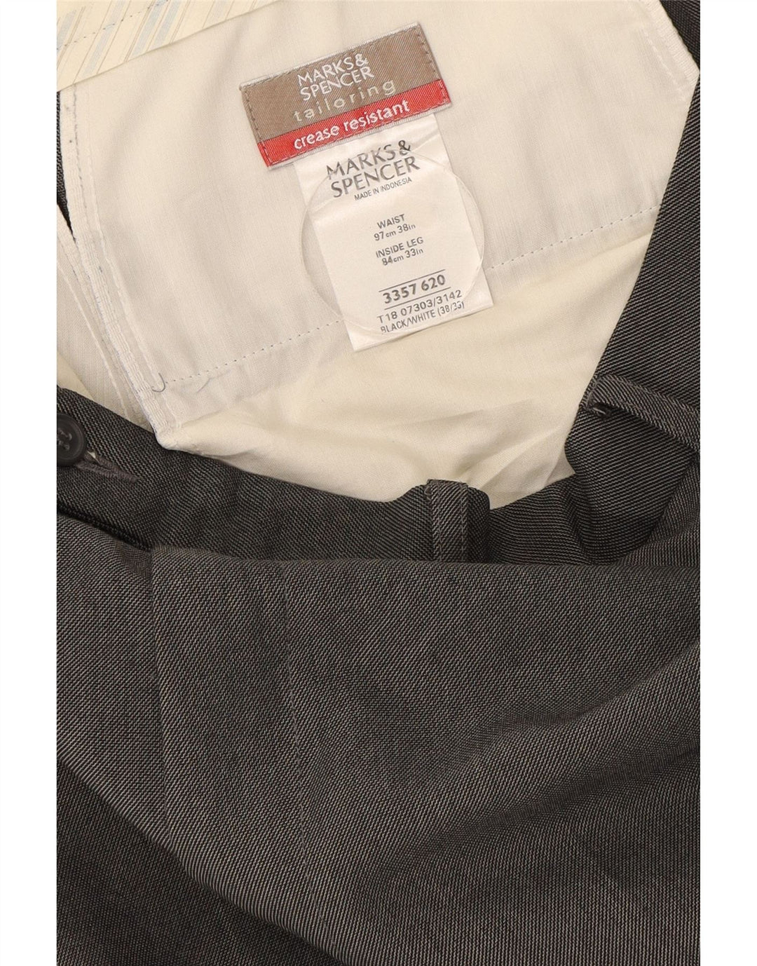 Marks & Spencer Mens Straight Suit Trousers W38 L33 Grey Polyester