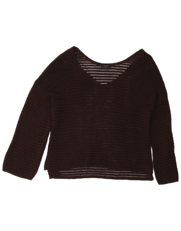 Massimo Dutti Womens Oversized Long Sleeve Blouse Top UK 10 Small Brown
