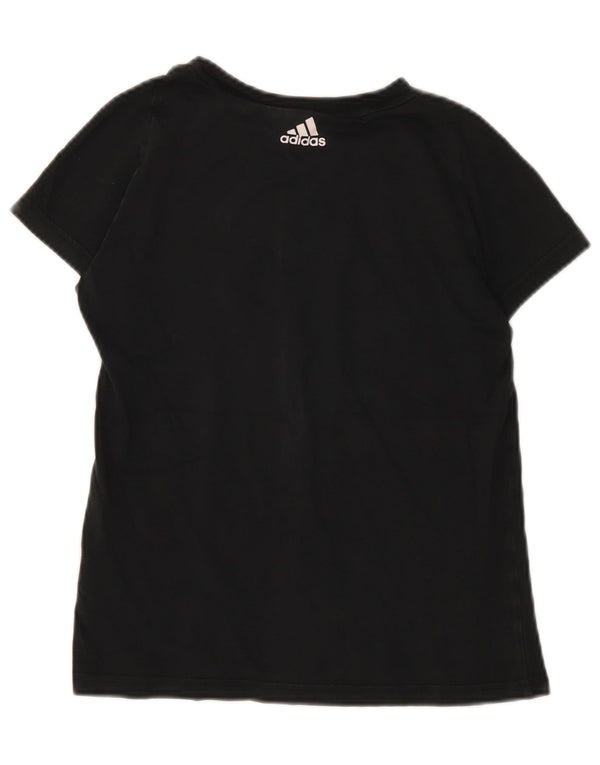 Adidas Womens Graphic T-Shirt Top UK 8/10 Small Black Cotton