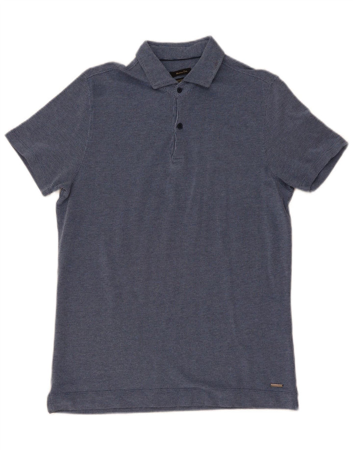 Massimo Dutti Mens Polo Shirt Large Navy Blue Cotton