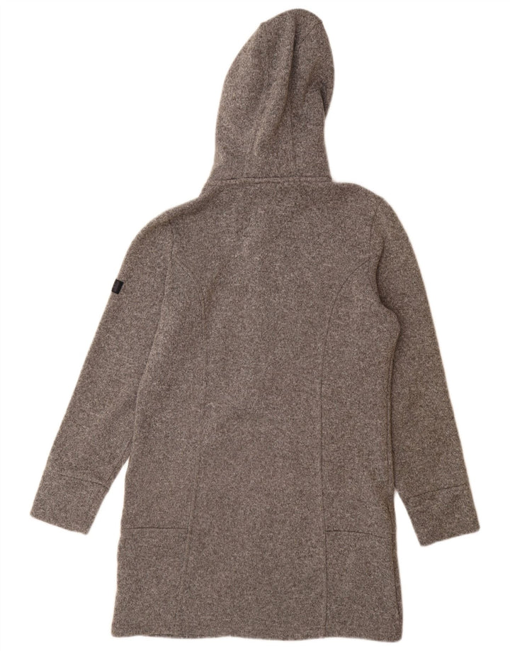 VINTAGE Womens Longline Zip Hoodie Sweater UK 14 Medium Grey Polyester