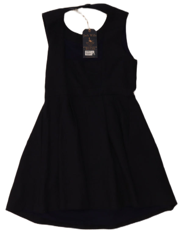 Jack Wills Womens Sleeveless Halter Dress UK 14 Large Navy Blue Chevron