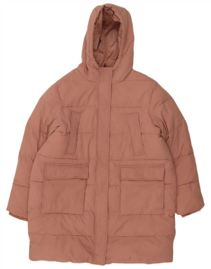 Marks & Spencer Womens Hooded Oversized Padded Coat UK 18 XL Pink Polyester