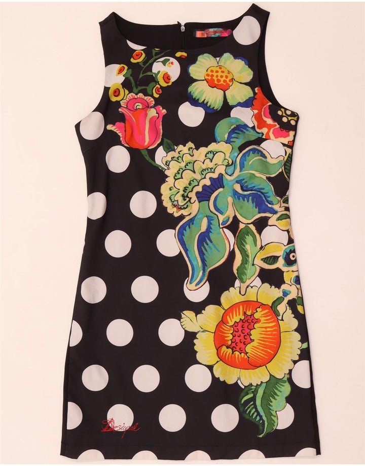 Desigual Womens Sleeveless Sheath Dress EU 38 Medium Navy Blue Polka Dot