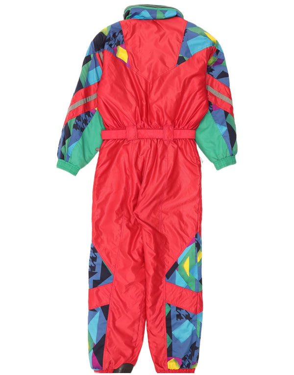 Fila Womens Hooded Ski Jumpsuit IT 46 Large  Red Geometric Polyamide