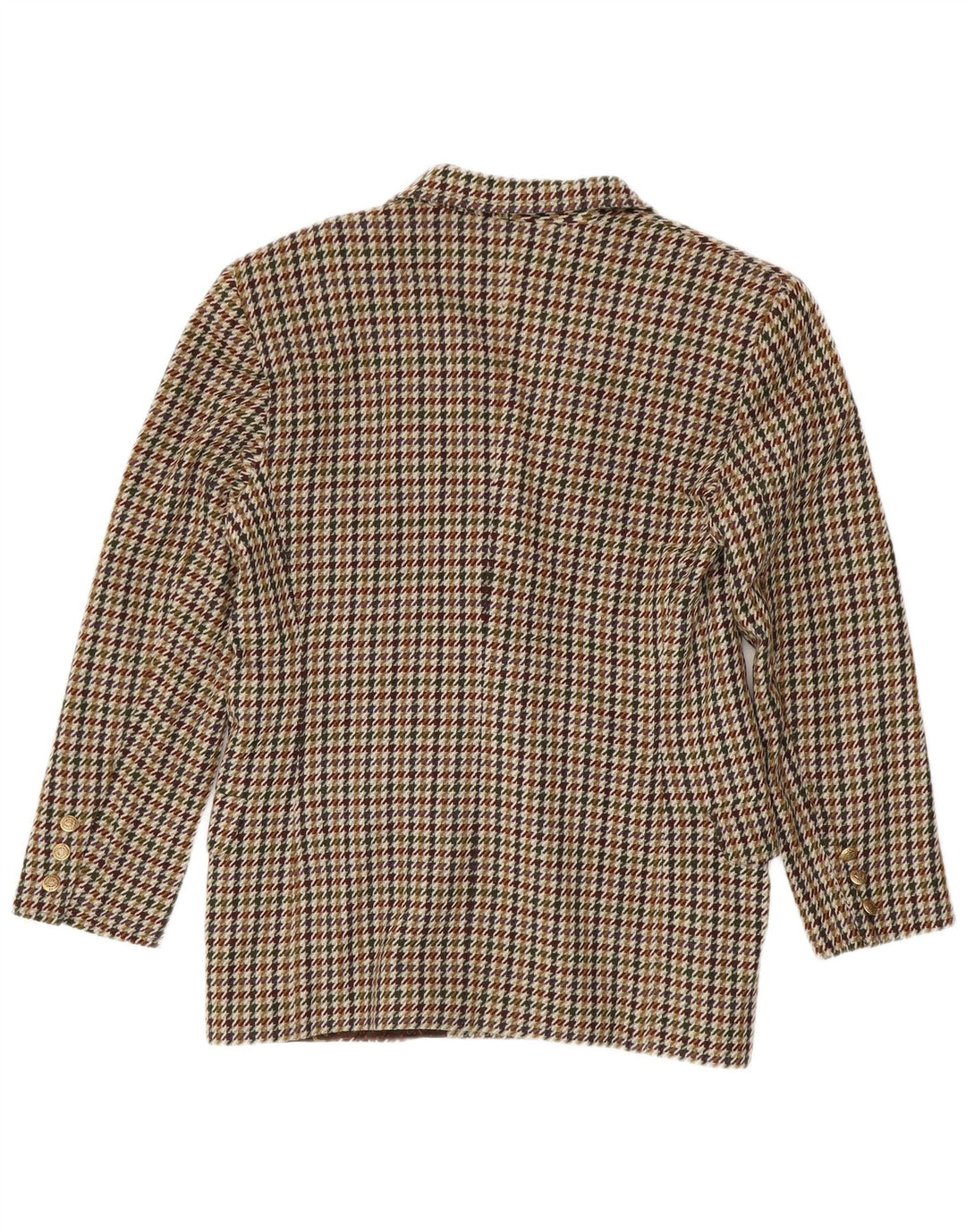 Vintage Womens Double Breasted Blazer Jacket US 10 Large Brown Houndstooth