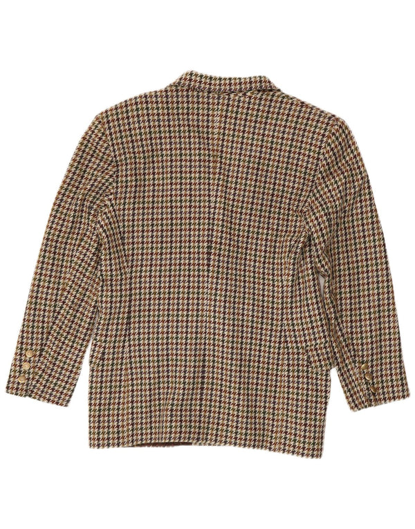 Vintage Womens Double Breasted Blazer Jacket US 10 Large Brown Houndstooth
