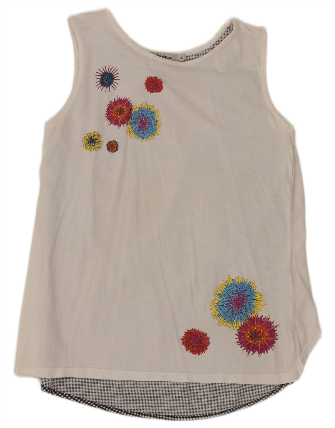 DESIGUAL Womens Sleeveless Blouse Top UK 10 Small White Floral