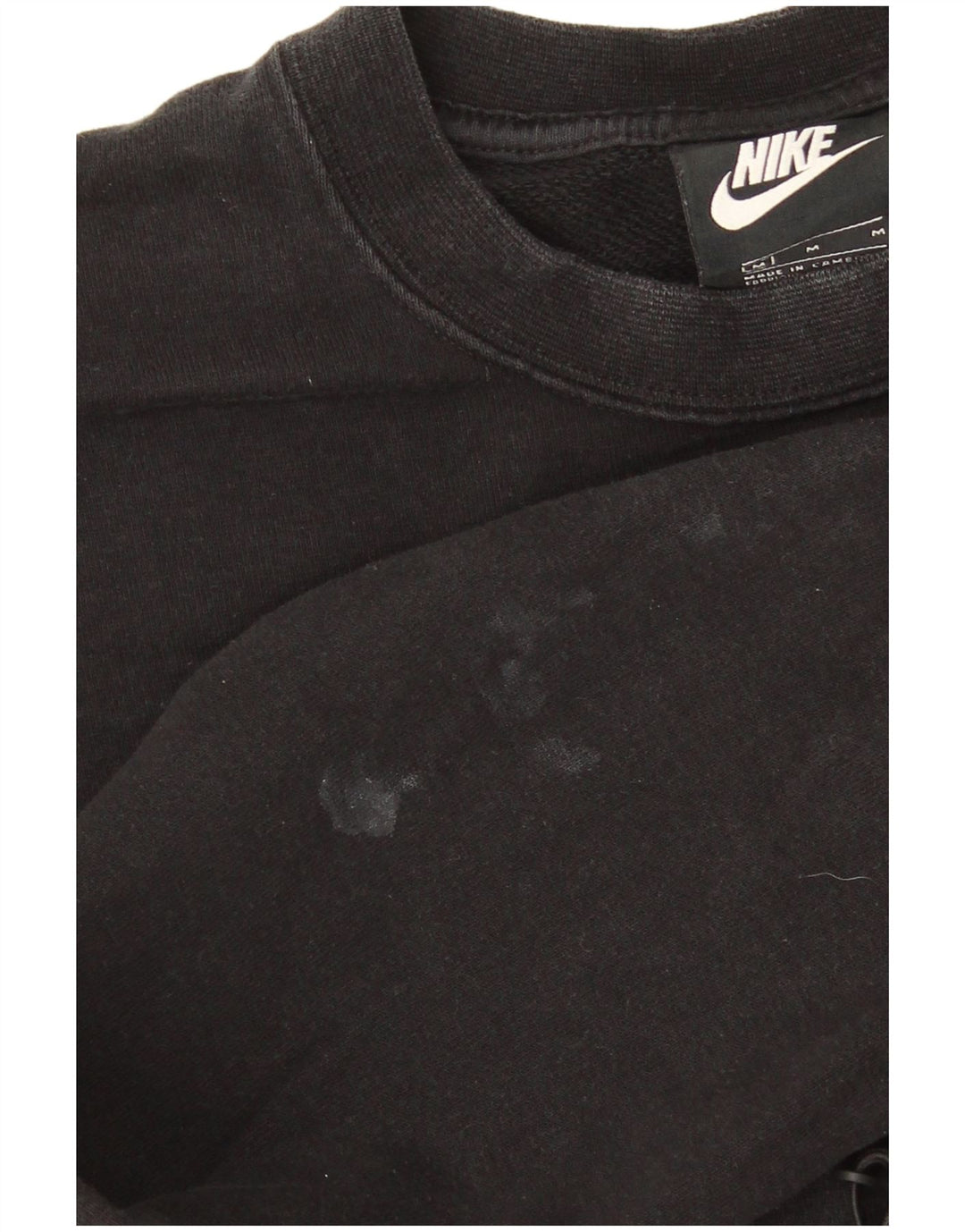 Nike Womens Graphic Crop Sweatshirt Jumper UK 12 Medium Black Cotton