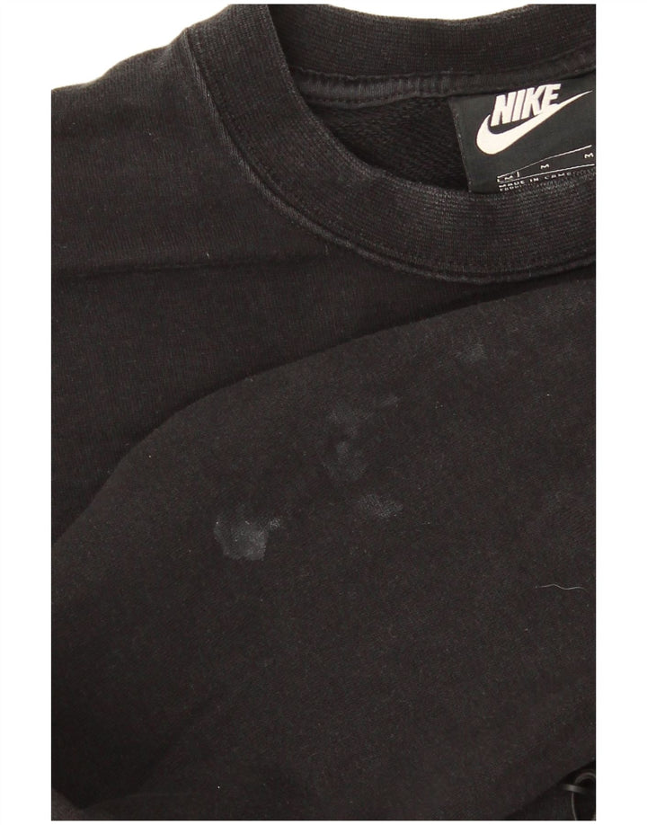 Nike Womens Graphic Crop Sweatshirt Jumper UK 12 Medium Black Cotton