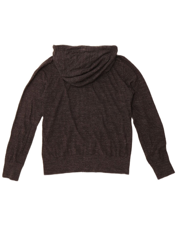 Nike Womens Zip Hoodie Sweater UK 16 Large Grey Flecked Cotton