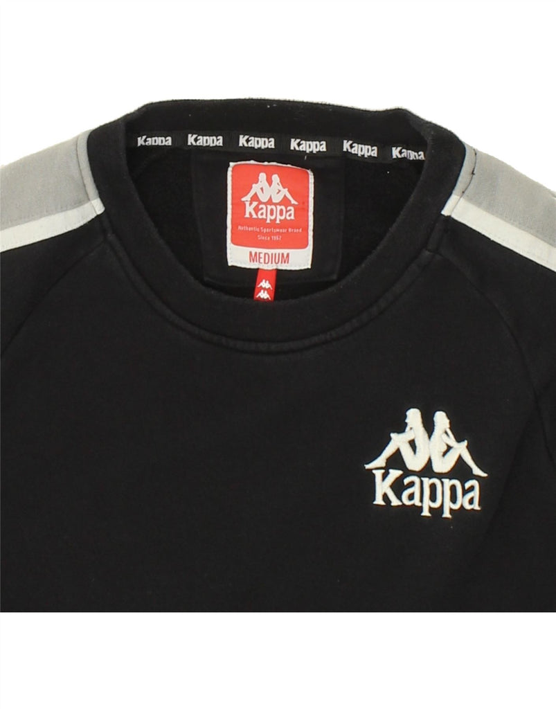 KAPPA Mens Graphic Sweatshirt Jumper Medium Black Colourblock Cotton | Vintage Kappa | Thrift | Second-Hand Kappa | Used Clothing | Messina Hembry 