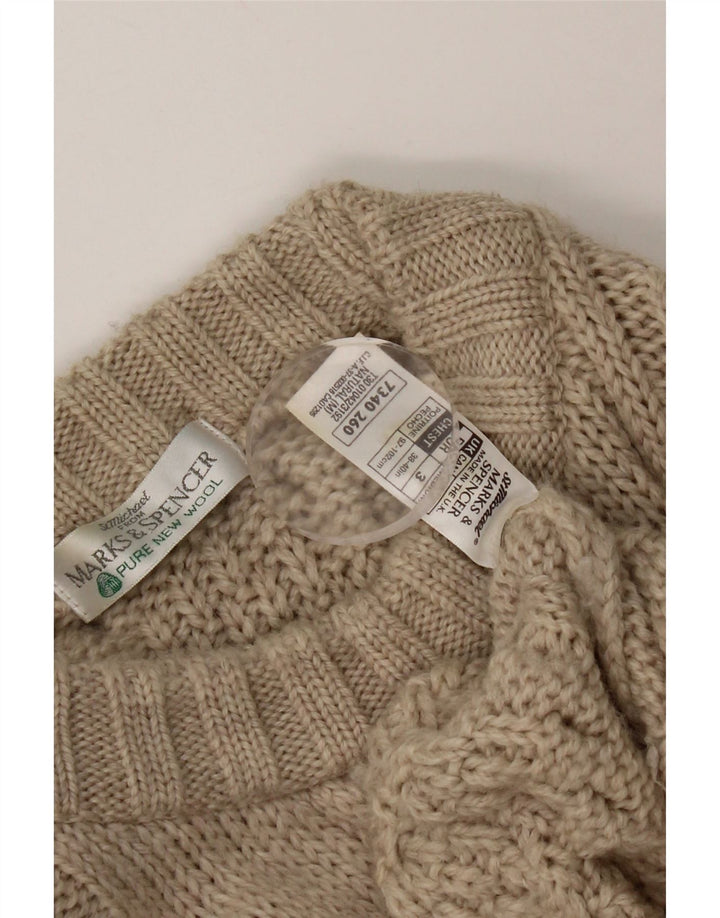 Marks & Spencer Mens Crew Neck Jumper Sweater Medium Beige New Wool