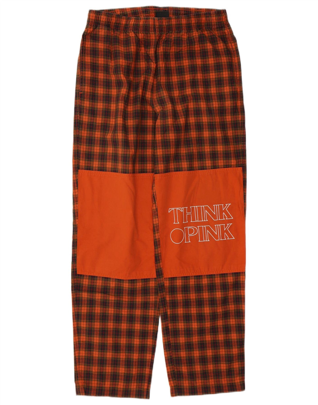 Think Pink Mens Graphic Tracksuit Trousers Small  Orange Check Cotton
