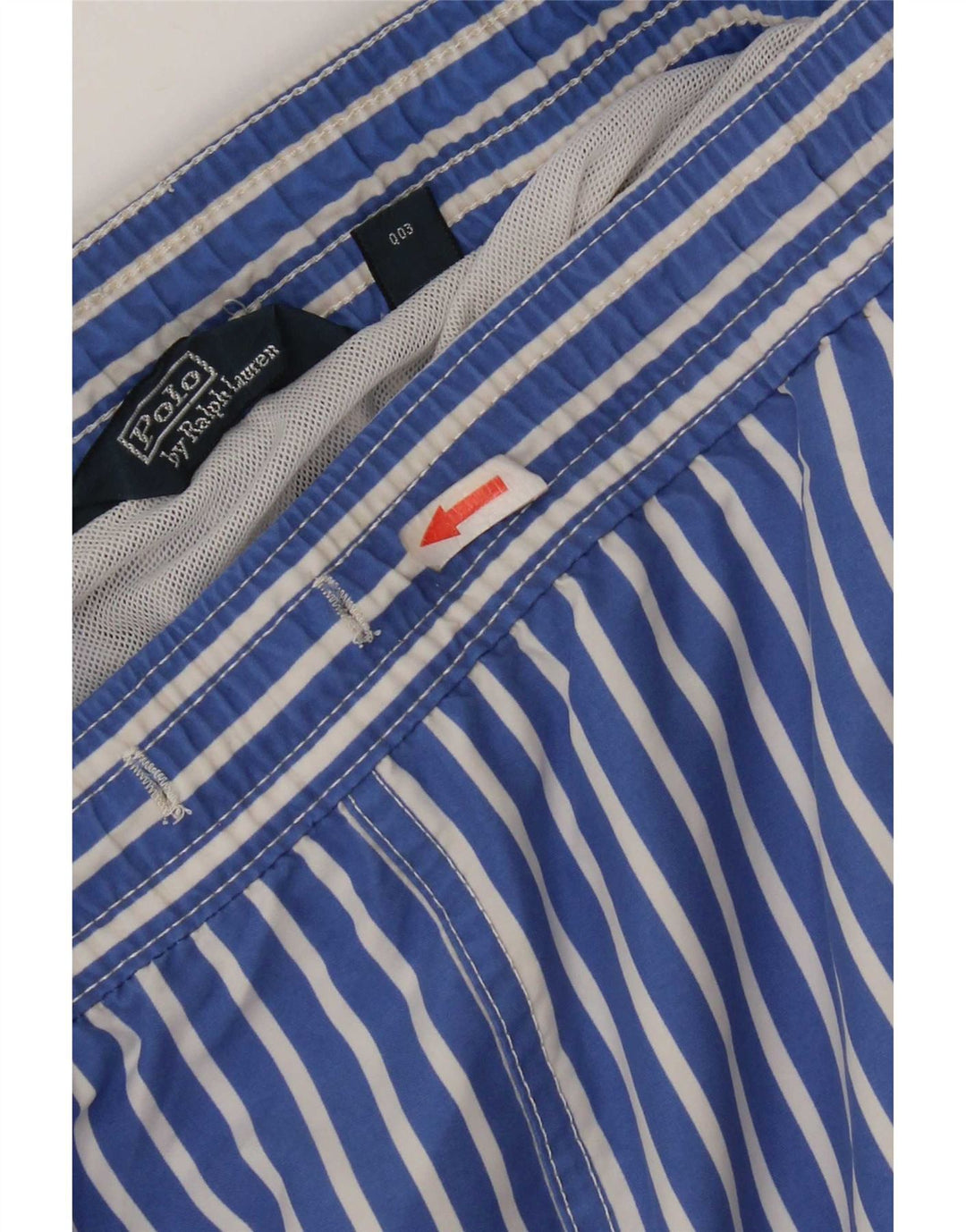 Polo Ralph Lauren Mens Swimming Shorts Medium  Blue Striped Polyester