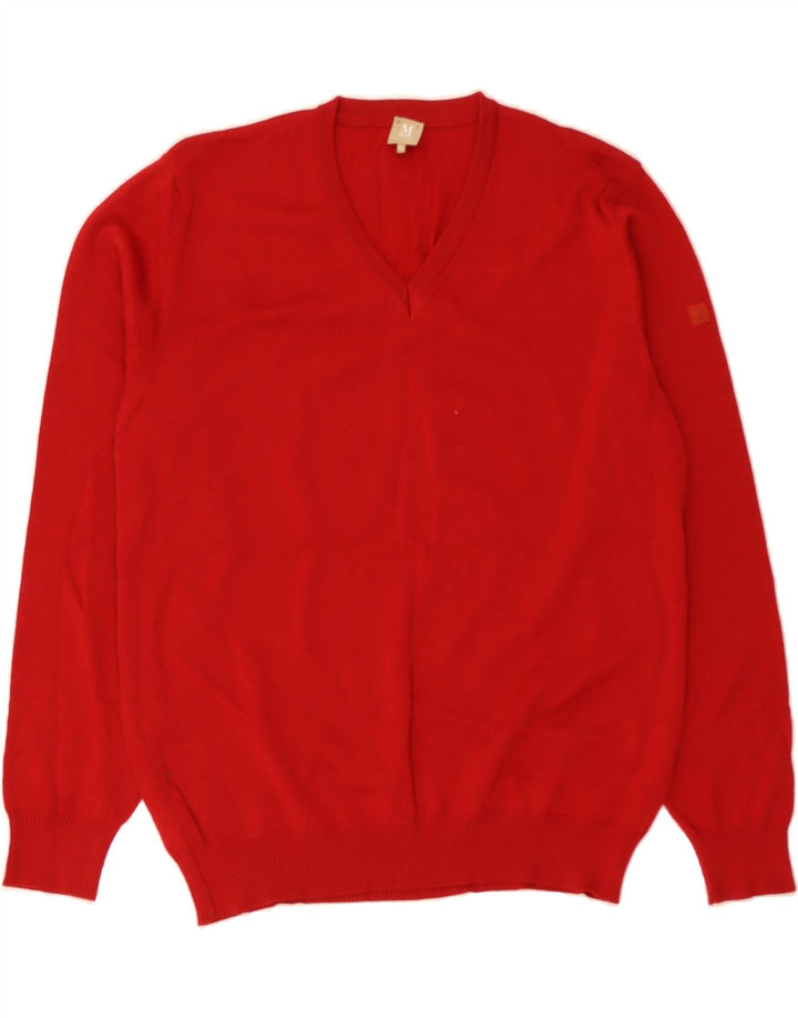 MARZ Mens V-Neck Jumper Sweater IT 52 Large Red Wool Vintage Marz and Second-Hand Marz from Messina Hembry 