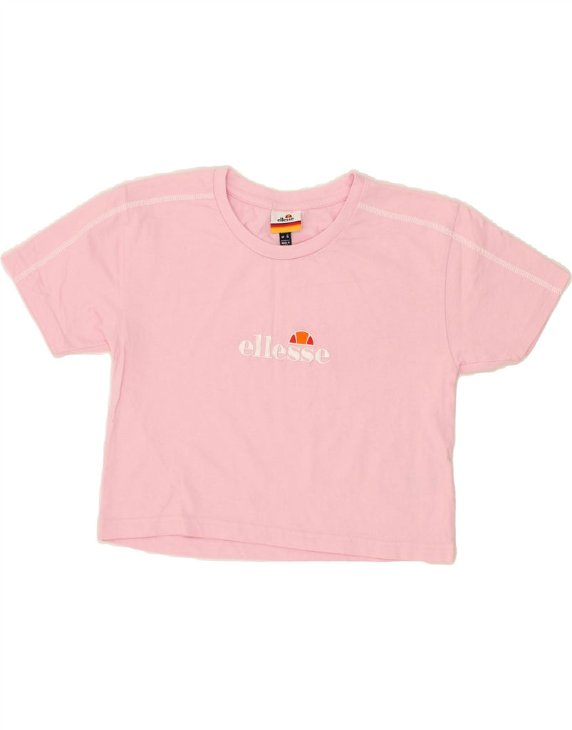 ELLESSE Womens Crop Graphic T-Shirt Top UK 6 XS Pink Cotton Vintage Ellesse and Second-Hand Ellesse from Messina Hembry 
