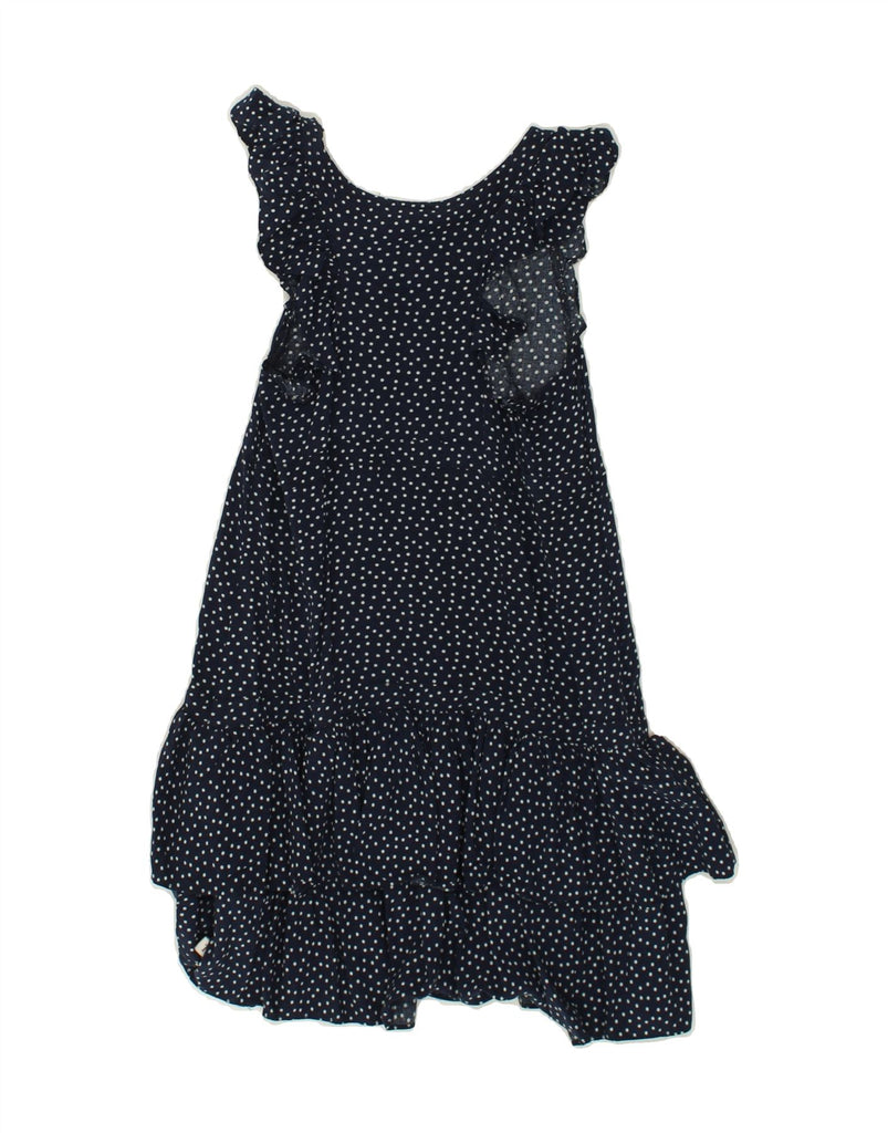 TOMMY HILFIGER Girls Tiered Dress 6-7 Years Small Navy Blue Spotted Rayon | Vintage Tommy Hilfiger | Thrift | Second-Hand Tommy Hilfiger | Used Clothing | Messina Hembry 