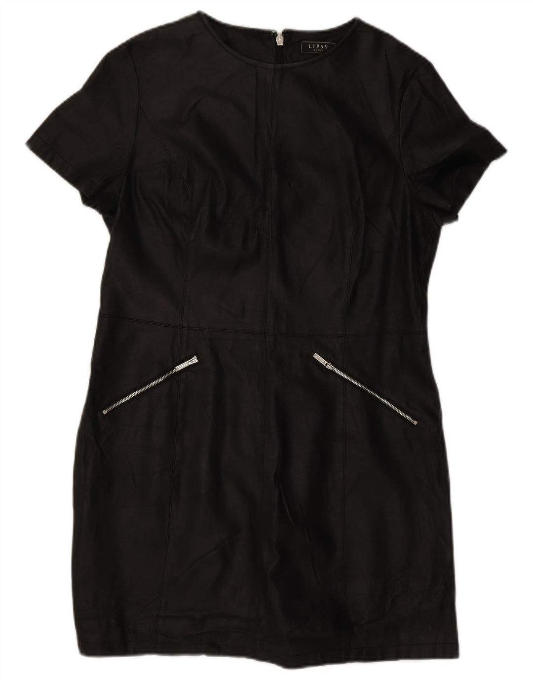 Lipsy Womens Faux Leather Dress UK 14 Medium Black Polyurethane