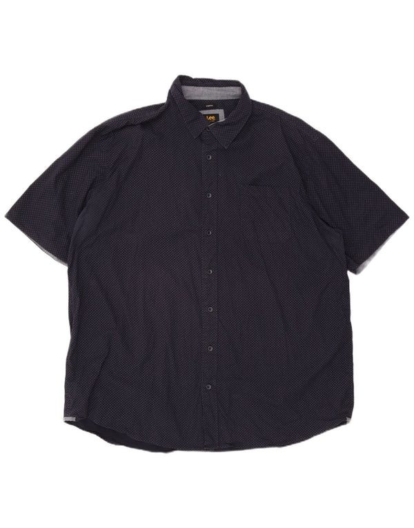 Lee Mens Tall Short Sleeve Shirt 3XL Navy Blue Spotted Cotton