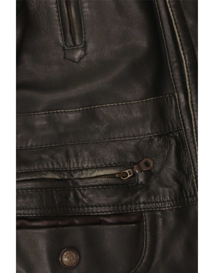 Shelter Bay Mens Leather Coat UK 38 Medium Black