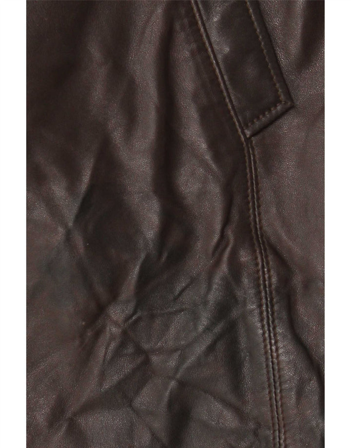 Mabrun Womens Leather Coat UK 16 Large Brown Leather