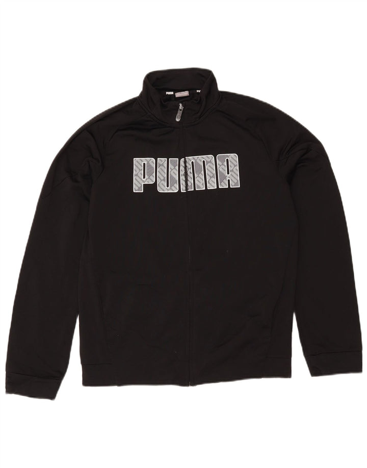 Puma Boys Graphic Tracksuit Top Jacket 13-14 Years Black Polyester