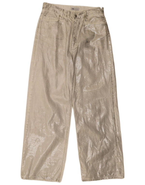 Zara Womens Loose Fit High Waist Jeans Large W32 L32 Silver