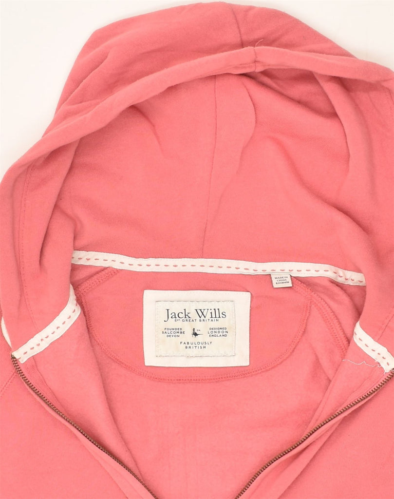 JACK WILLS Womens Zip Hoodie Sweater UK 12 Medium Pink Cotton | Vintage Jack Wills | Thrift | Second-Hand Jack Wills | Used Clothing | Messina Hembry 