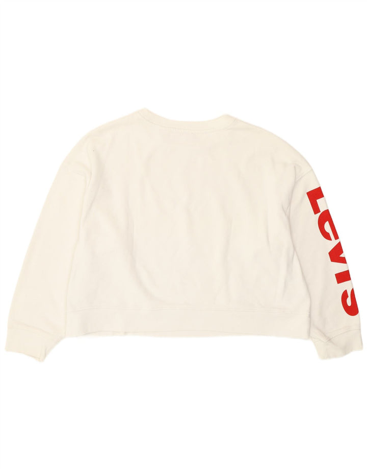Levi's Womens Oversized Graphic Crop Sweatshirt Jumper UK 10 Small White