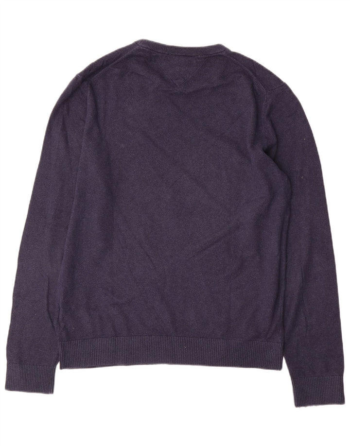 Tommy Hilfiger Mens Crew Neck Jumper Sweater Medium Navy Blue Cotton
