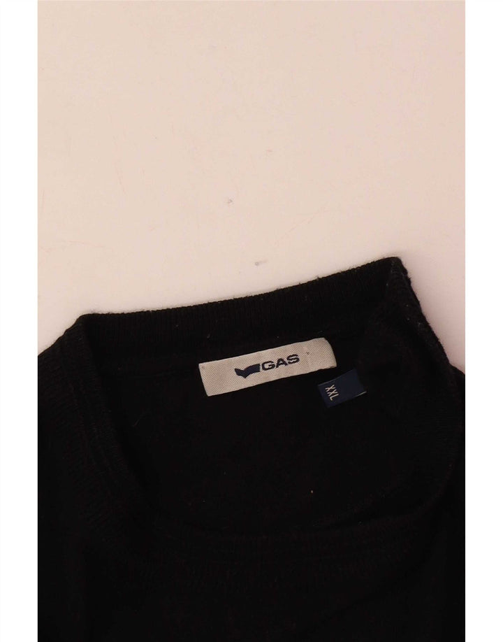 Gas Mens Crew Neck Jumper Sweater 2XL Black