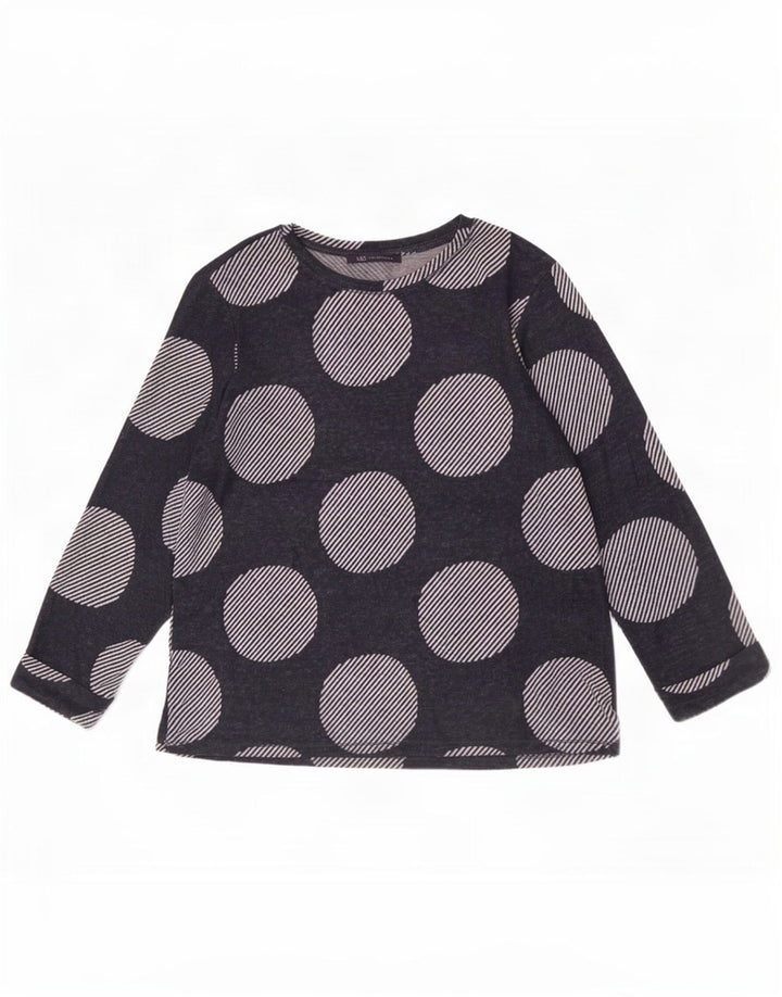 Marks & Spencer Womens Top 3/4 Sleeve UK 12 Medium Navy Blue Geometric