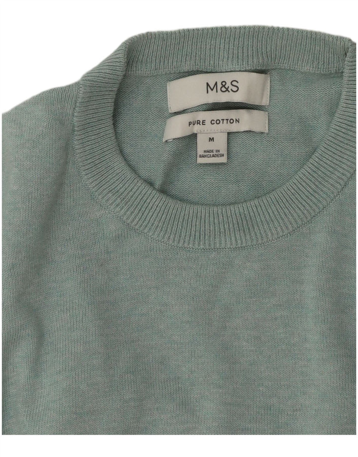 Marks & Spencer Mens Crew Neck Jumper Sweater Medium Blue Cotton
