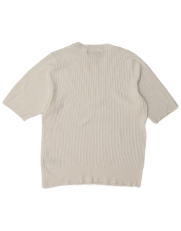 Marks & Spencer Womens Short Sleeve Blouse Top UK 14 Medium White Viscose